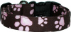 Brown with Pink Paws Handmade Dog Collar